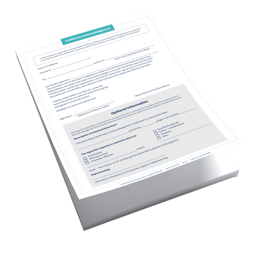 California Acknowledgment Certificate - 100 Sheets image 0