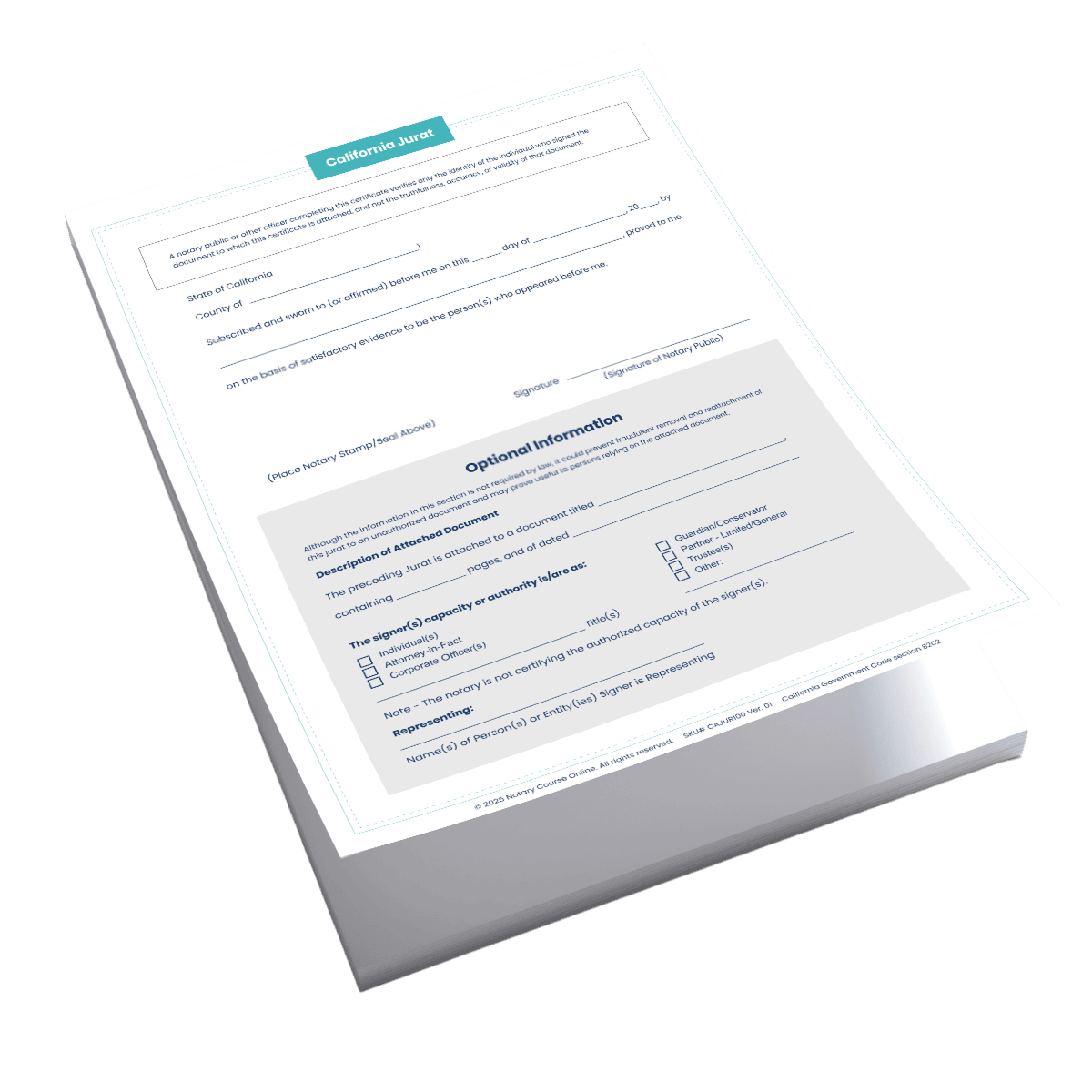 California Jurat Certificates - 100 sheets image 0