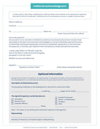 California Acknowledgment Certificate - 100 Sheets image 1